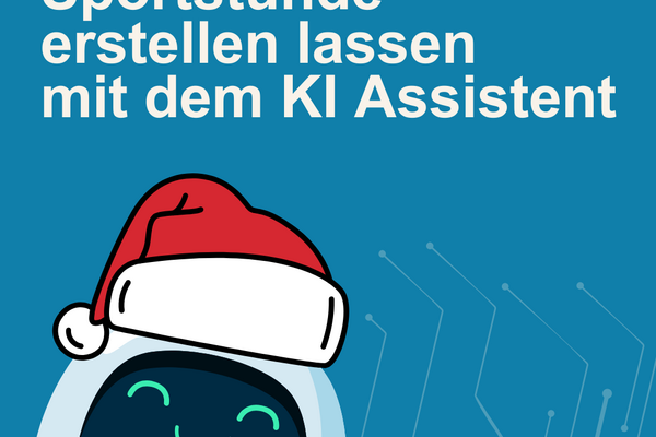 Roboter mit Weihnachtsmütze als KI-Assistent
