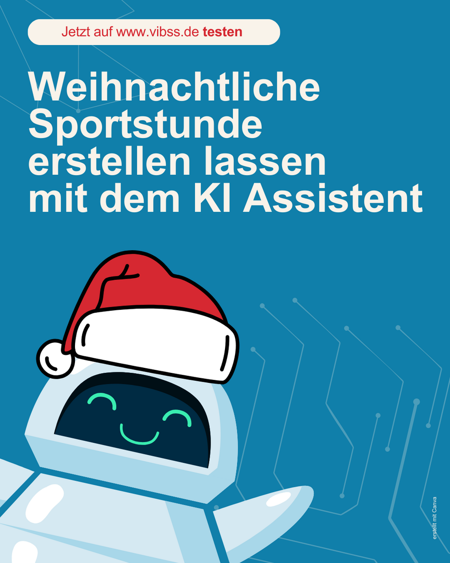 Roboter mit Weihnachtsmütze als KI-Assistent