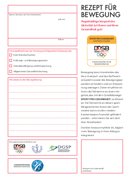 Rezept für Bewegung für Erwachsene