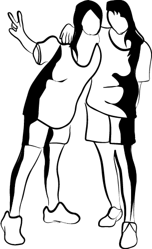Illustration einer Gruppe von Menschen, die gemeinsam ein Netzwerk aus bunten Linien und Knotenpunkten bilden – symbolisiert die Kraft von Gemeinschaft und Zusammenarbeit in Sportvereinen. Illustration Entwurfswerk